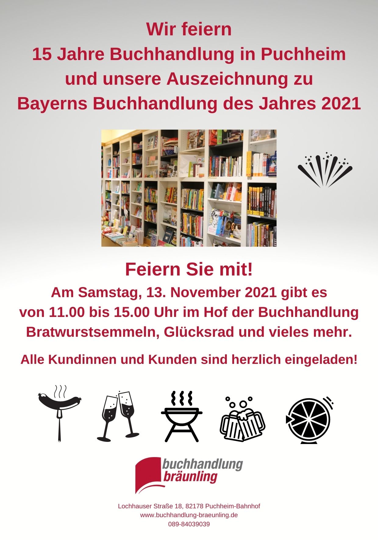 Einladung 15 Jahre Buchhandlung in Puchheim